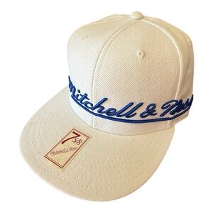 Mitchell & Ness Fitted 7-5/8 White and Blue Cap Hat NWT
